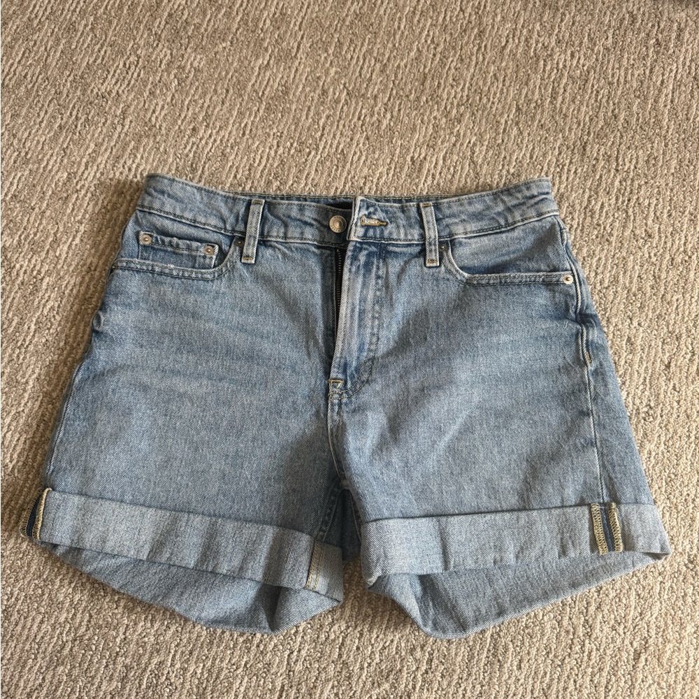 Light Blue Denim Shorts 100% Cotton Minimalist Capsule Wardrobe Classic Size 6